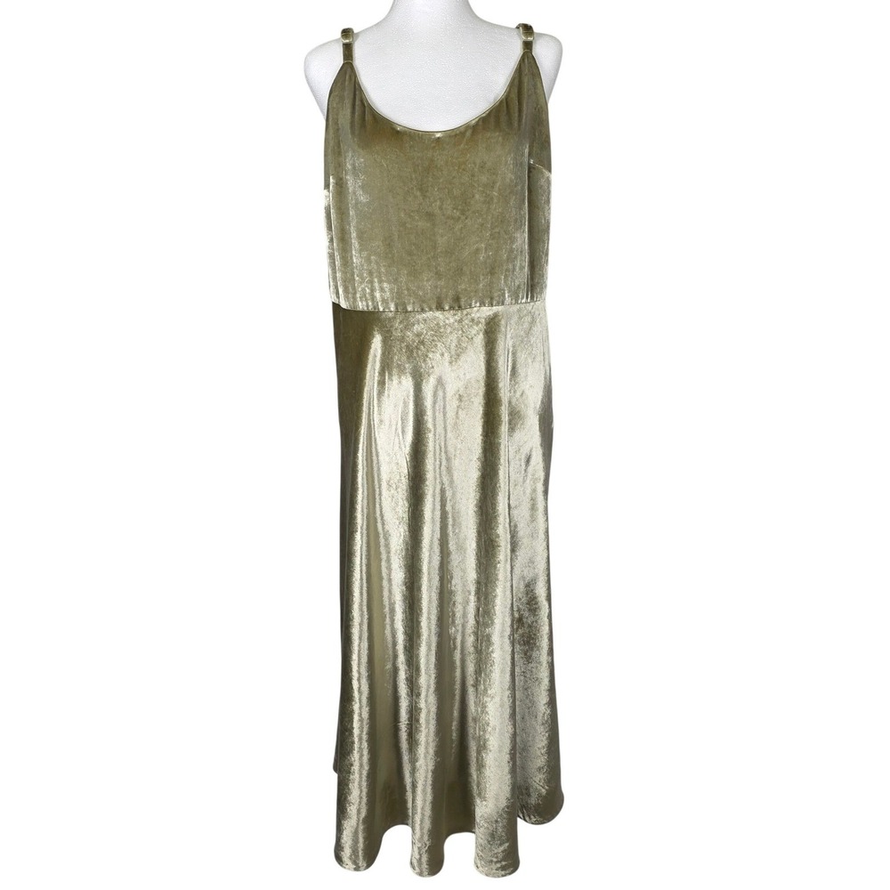 Vince Scoop Neck Slip Dress Women's Sz 14 Pistachio Green Velvet Sleeveless Read